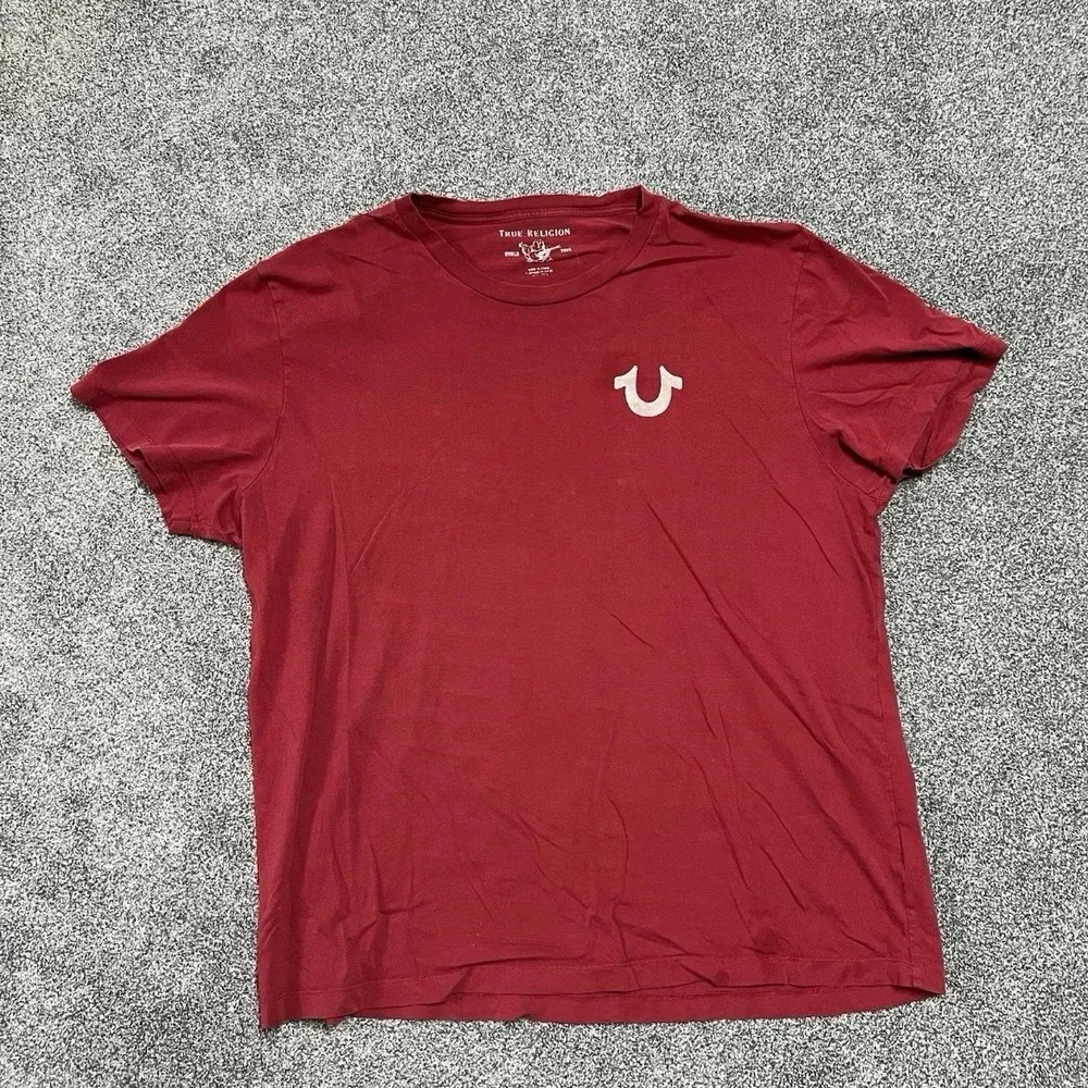 True Religion Buddha Logo Graphic T Shirt Red Short Sleeve Men’s XL